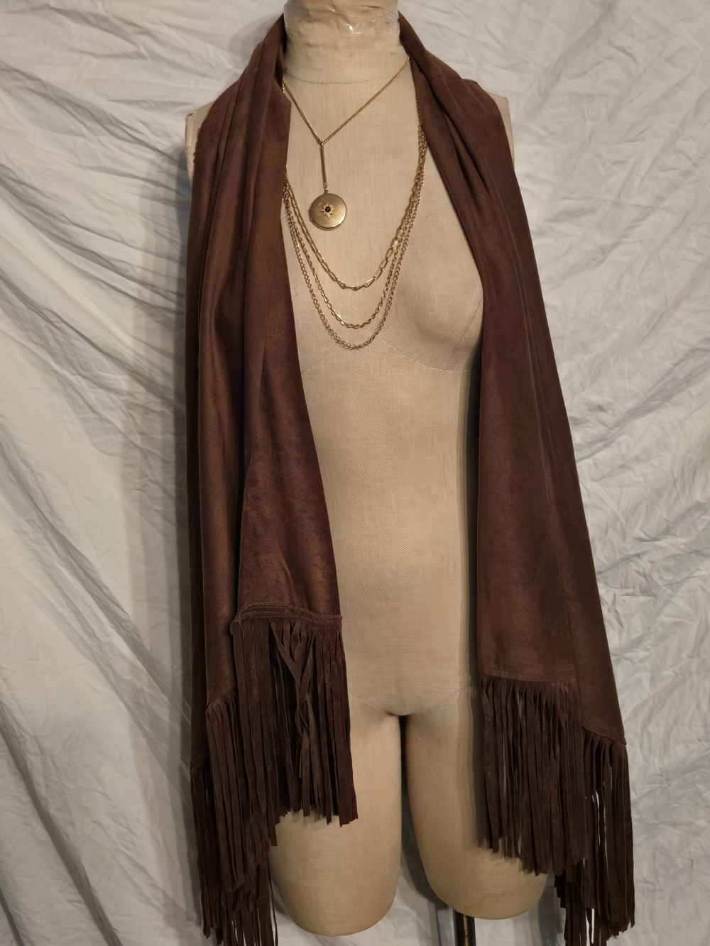 Democracy Brown Suede Fringe Vest